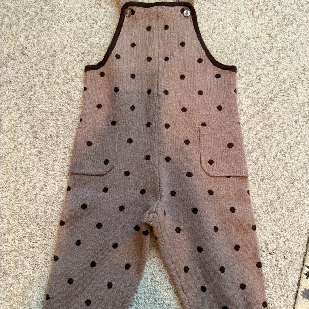 Zara Brown/tan Polka Dot Overalls 12-18mo